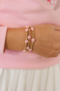 Girls: Spreading The Love Pink Beaded Heart Bracelet