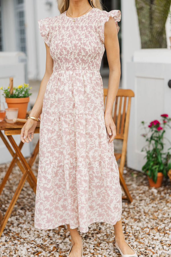 Learn From The Best Mauve Toile Smocked Dress