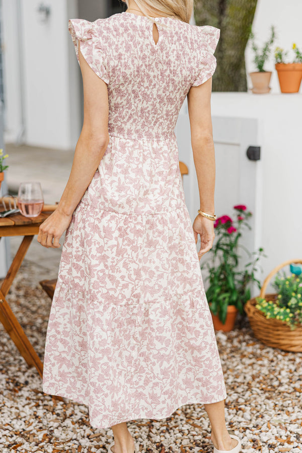 Learn From The Best Mauve Toile Smocked Dress