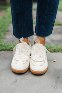 Set It Up Cream Ruffle Sneakers