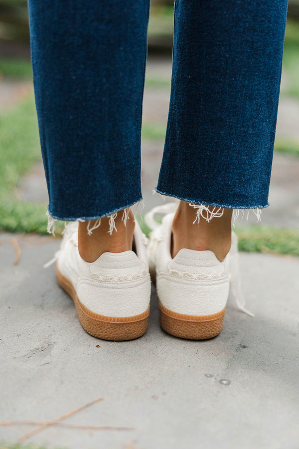 Set It Up Cream Ruffle Sneakers