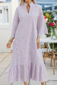 My Kind Of Day Lavender Floral Eyelet Midi Dress