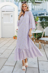 My Kind Of Day Lavender Floral Eyelet Midi Dress