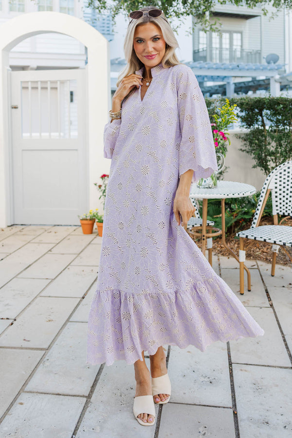 My Kind Of Day Lavender Floral Eyelet Midi Dress Shop the Mint My Kind Of Day Lavender Floral Eyelet Midi Dress Shop the Mint