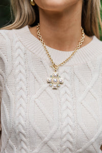 Love & Happiness Gold Pearl Cross Necklace