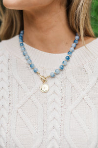Dazzle Me Blue Beaded Star Necklace