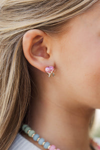 Girls: Dreamy Days Pink Heart & Bow Stud Earrings