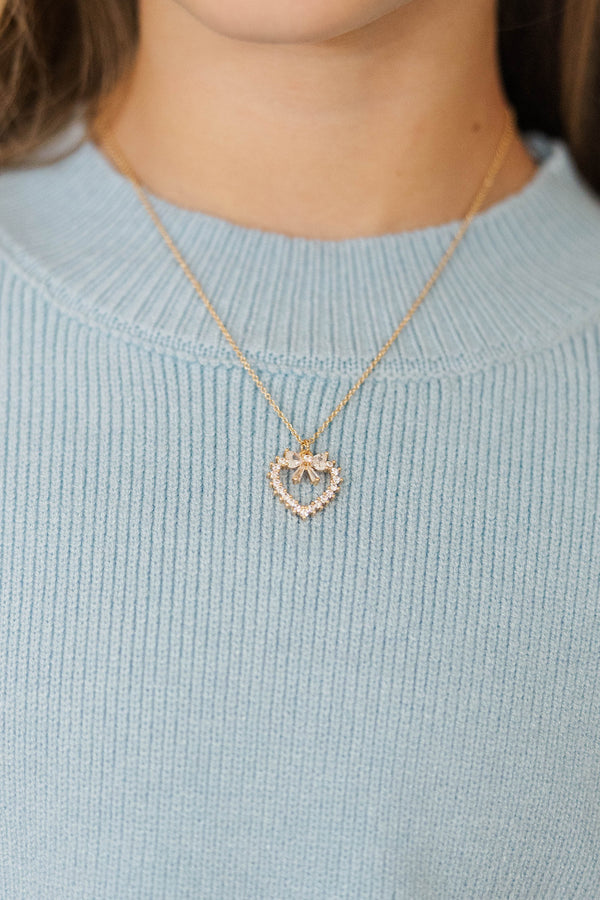 Girls: Charm Me Heart and Bow Necklace