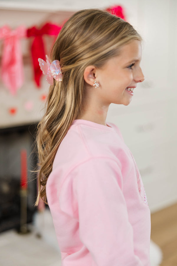 Girls: Sweet Sparkle Pink Rhinestone Butterfly Claw Clip