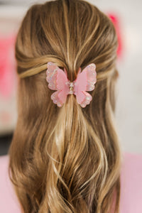 Girls: Sweet Sparkle Pink Rhinestone Butterfly Claw Clip
