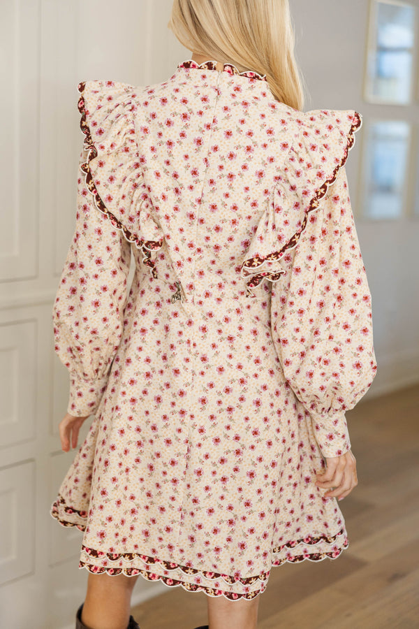 NURSING COLLECTION: Radiant Days Cream Ditsy Floral Corduroy Dress