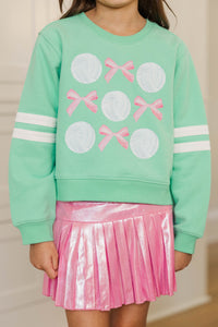 Girls: The Sporty Girl Club Mint Volleyball Varsity Graphic Sweatshirt