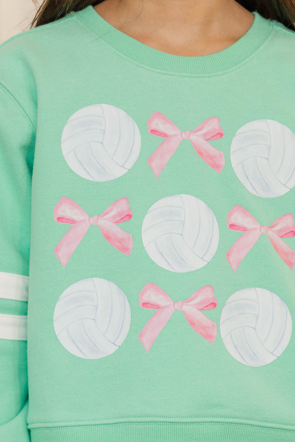 Girls: The Sporty Girl Club Mint Volleyball Varsity Graphic Sweatshirt