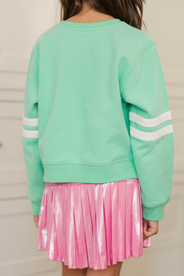 Girls: The Sporty Girl Club Mint Volleyball Varsity Graphic Sweatshirt