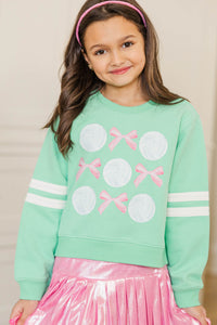 Girls: The Sporty Girl Club Mint Volleyball Varsity Graphic Sweatshirt