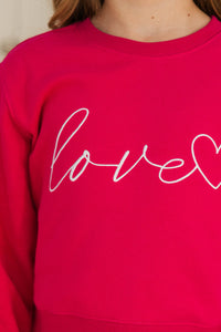 Girls: Love You Lots Fuchsia Embroidered Sweatshirt