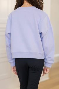 Girls: Grace Chenille Script Lavender Sweatshirt