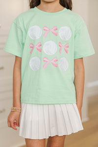 Girls: The Sporty Girl Club Mint Volleyball Graphic Tee
