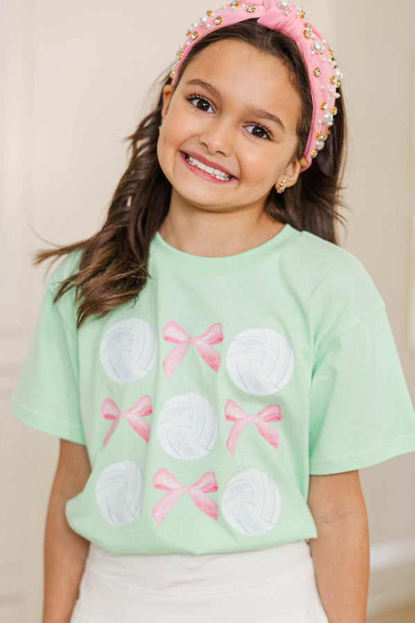 Girls: The Sporty Girl Club Mint Volleyball Graphic Tee