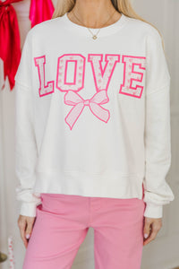 Love Bug Babe White Graphic Sweatshirt