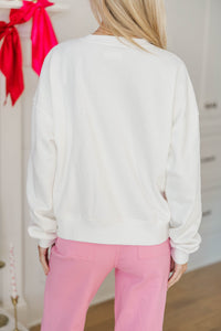 Love Bug Babe White Graphic Sweatshirt