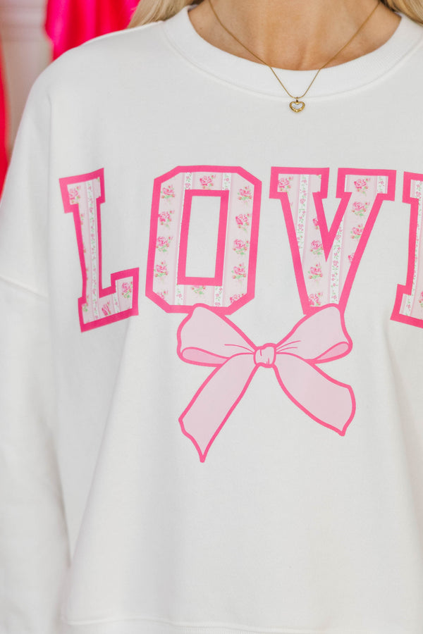 Love Bug Babe White Graphic Sweatshirt