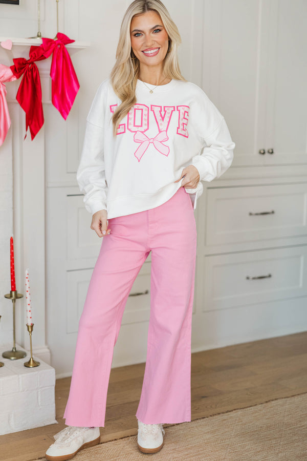 Love Bug Babe White Graphic Sweatshirt