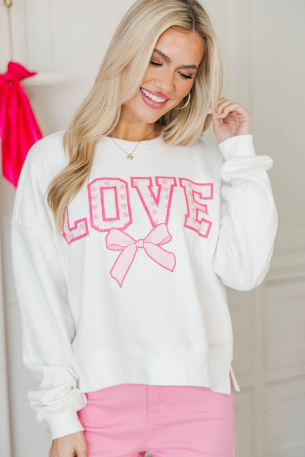 Love Bug Babe White Graphic Sweatshirt