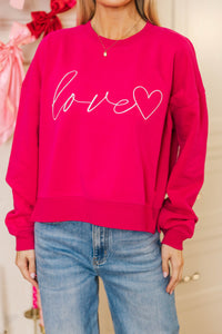 Love You Lots Fuchsia Embroidered Sweatshirt