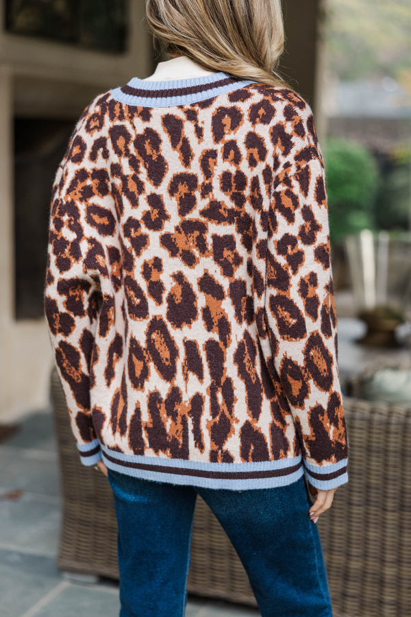 Calm Moments Taupe Leopard Print Cardigan