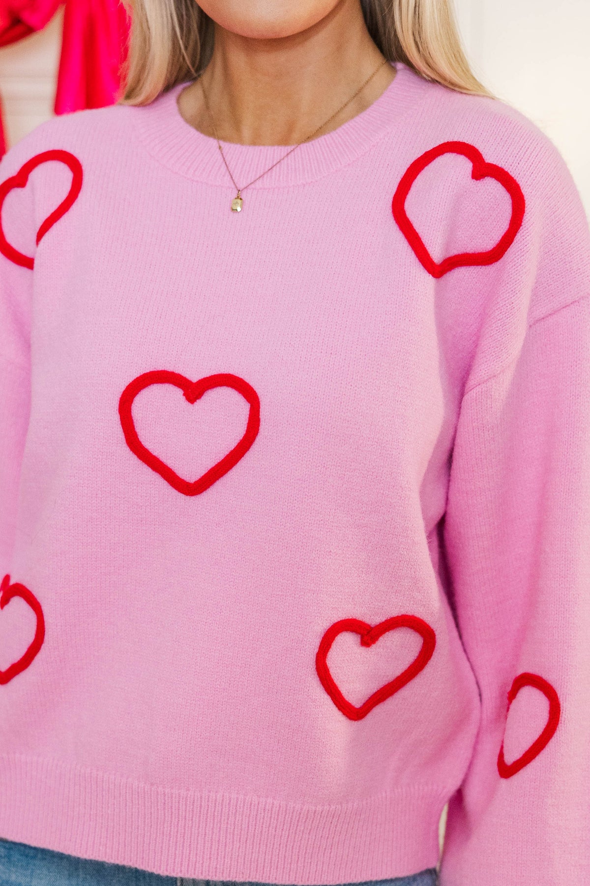 Feeling Just Fine Pink Heart Sweater – Shop the Mint
