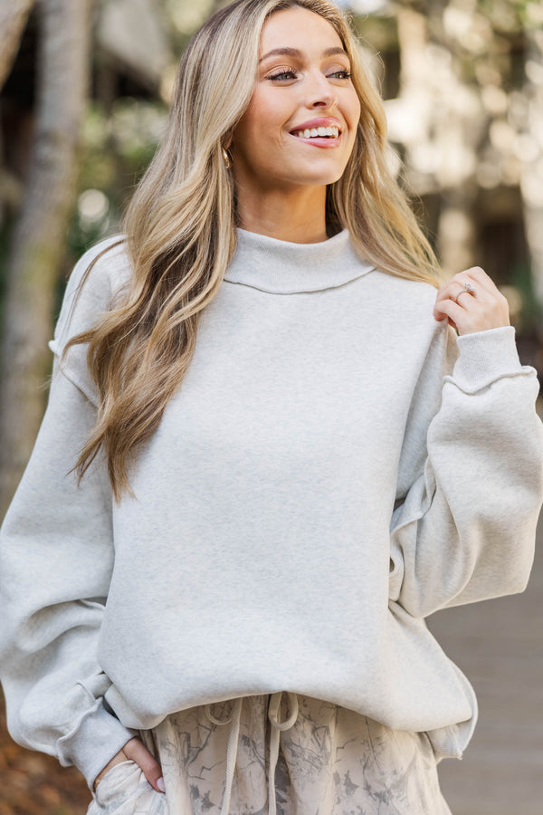 Chasing Sunshine Heather Gray Mock Neck Sweatshirt