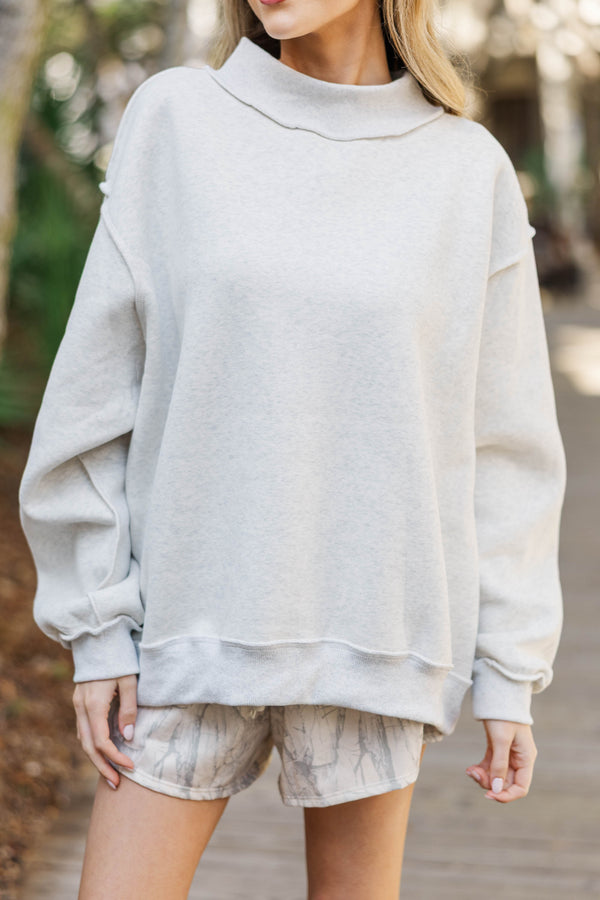Chasing Sunshine Heather Gray Mock Neck Sweatshirt