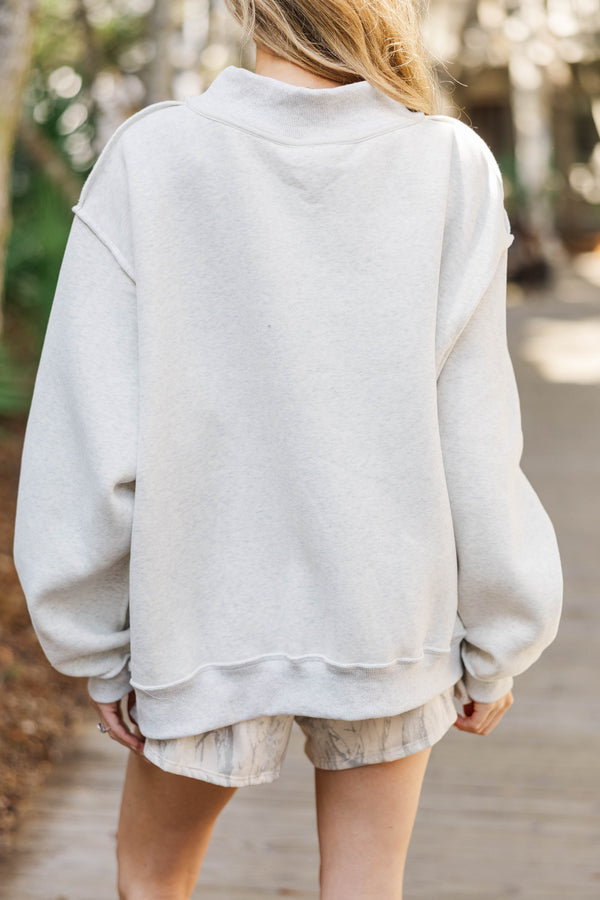 Chasing Sunshine Heather Gray Mock Neck Sweatshirt