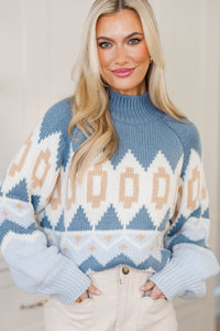 Cozy Adventure Blue Sweater