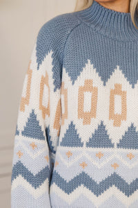 Cozy Adventure Blue Sweater