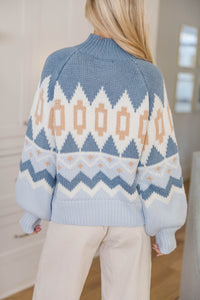 Cozy Adventure Blue Sweater