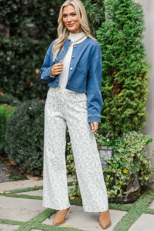 Classic Confidence Cream Wide Leg Jeans