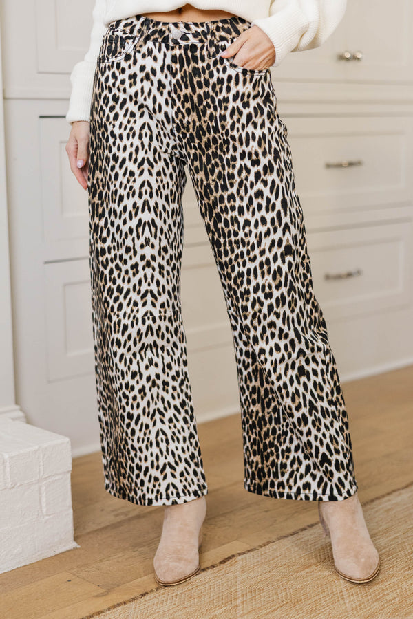 Chic Without Trying Brown Leopard Straight Leg Jeans
