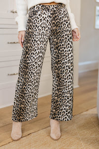 Chic Without Trying Brown Leopard Straight Leg Jeans