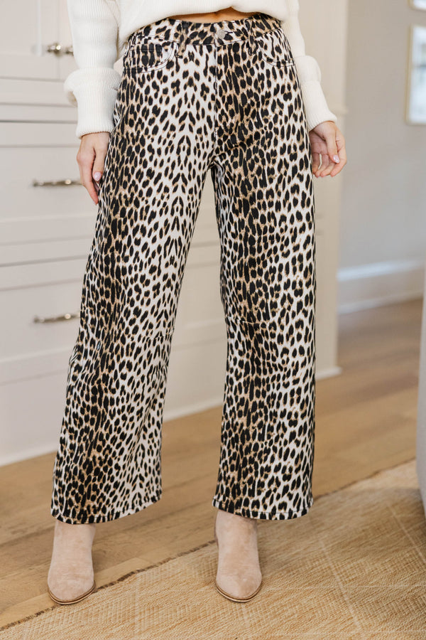 Chic Without Trying Brown Leopard Straight Leg Jeans