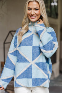 Dreaming Out Loud Blue Abstract Sweater
