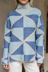Dreaming Out Loud Blue Abstract Sweater