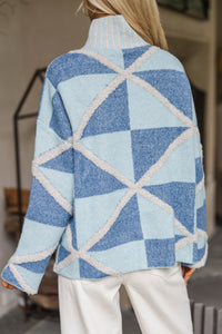 Dreaming Out Loud Blue Abstract Sweater