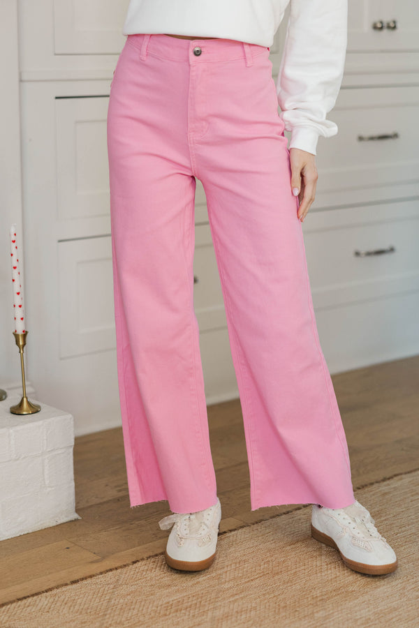Made For You Pink Wide Leg Jeans