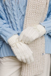 Winter's Whisper White Embellished Gloves