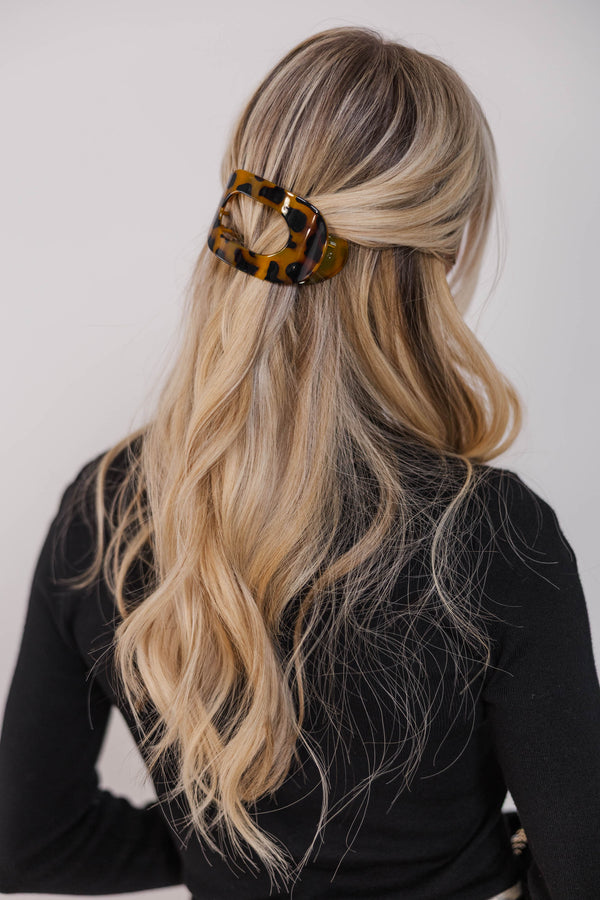 Power Move Brown Tortoise Shell Oval Hair Clip
