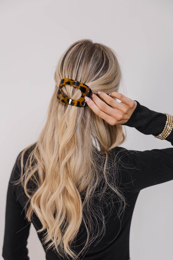 Power Move Brown Tortoise Shell Oval Hair Clip