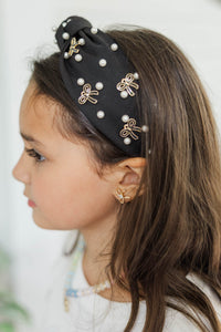 Girls: Finishing Touches Black Bow Embellished Headband