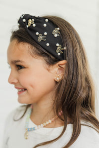 Girls: Finishing Touches Black Bow Embellished Headband